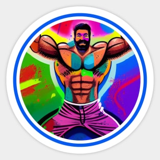 Colorful muscle daddy Sticker